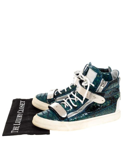 giuseppe zanotti croc embossed sneakers