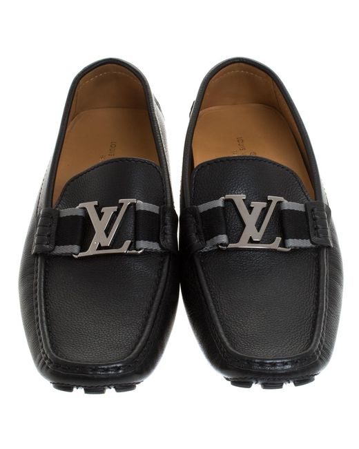 Pre Owned Authentic LOUIS VUITTON MONTE CARLO LOAFERS. Black, Leather, Size  9