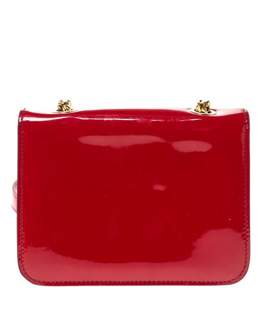 Ferragamo Red Patent Leather Bow Crossbody Bag - Lyst