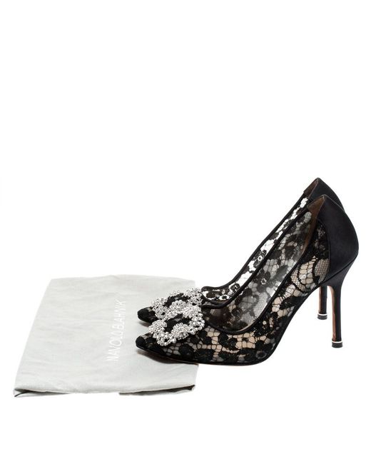 manolo blahnik hangisi lace pumps