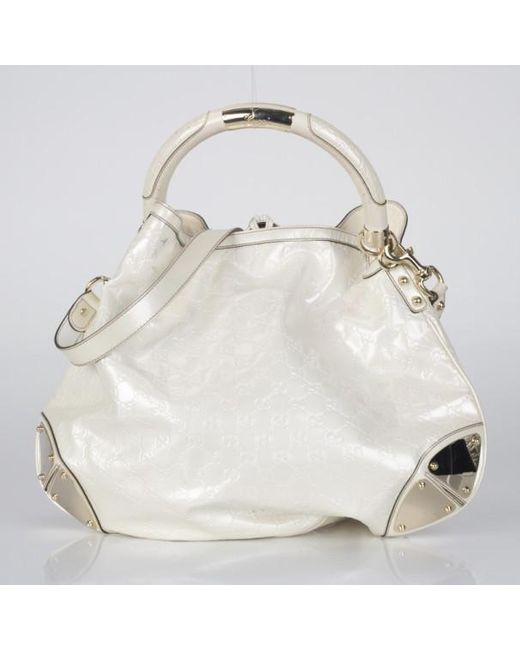 Gucci Large Indy In White Patent Ssima Leather - Lyst