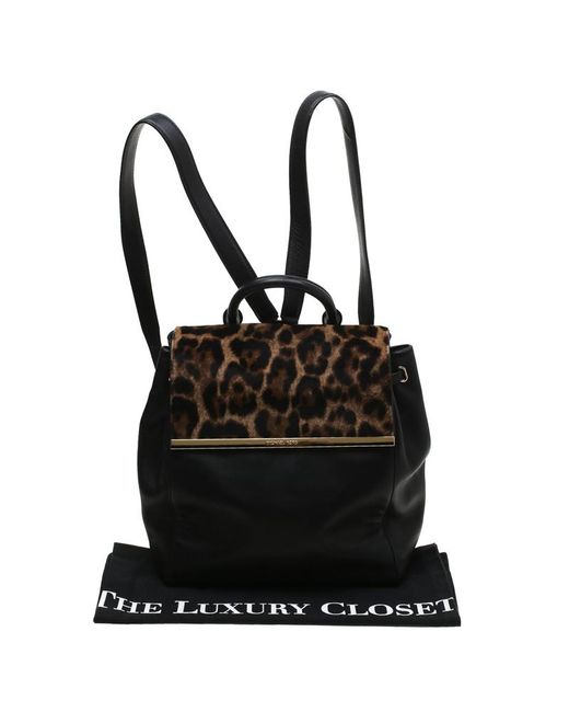 michael kors black leopard backpack