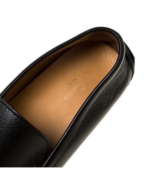 Louis Vuitton Black Leather Slip On Loafers Size 42.5 for Men - Lyst