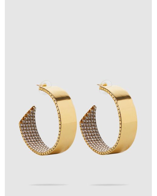 Lyst Erickson Beamon Crystal Gold Plated Hoop Earrings In Erickson Beamon Metallic Crystal Gold Plated Hoop Earrings