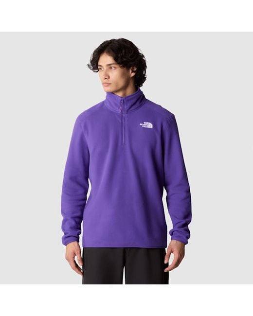 The North Face Purple 100 Glacier 1/4 Zip Fleece Tnf for men