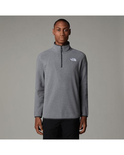 The North Face Gray 100 Glacier 1/4 Zip Fleece for men