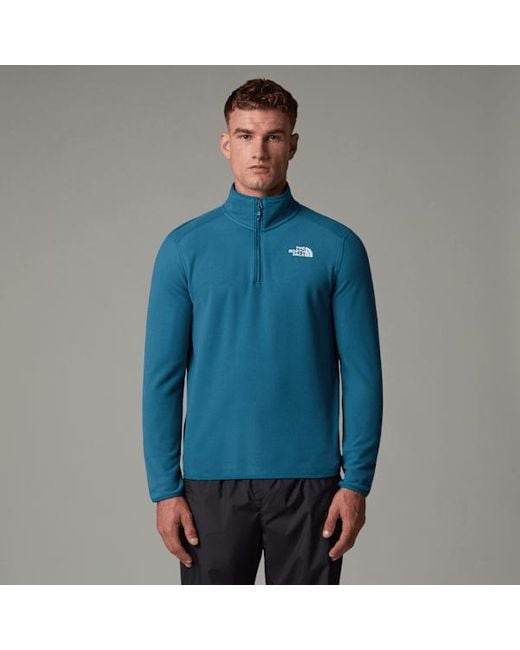 The North Face Blue 100 Glacier 1/4 Zip Fleece Mallard for men