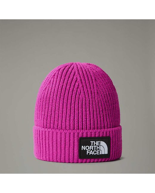 The North Face Purple Tnf Logo Box Cuffed Beanie for men