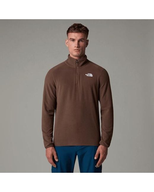 The North Face Brown 100 Glacier 1/4 Zip Fleece Smokey for men