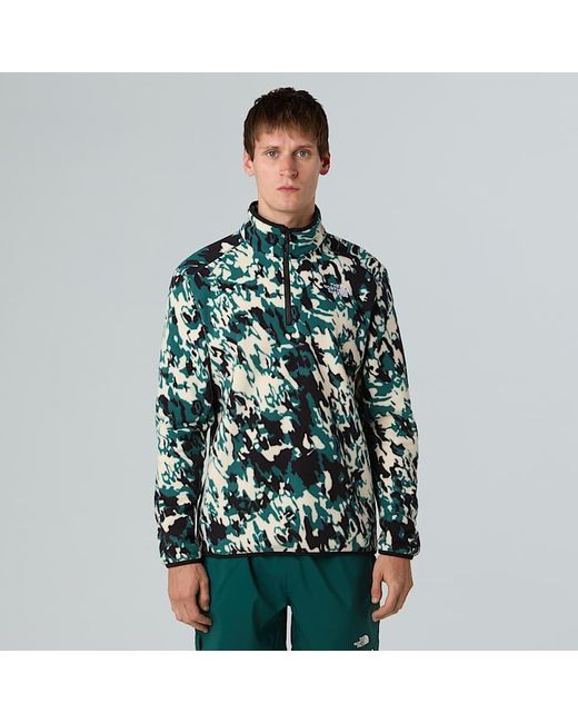 The North Face Green 100 Glacier Printed 1/4 Zip Fleece for men