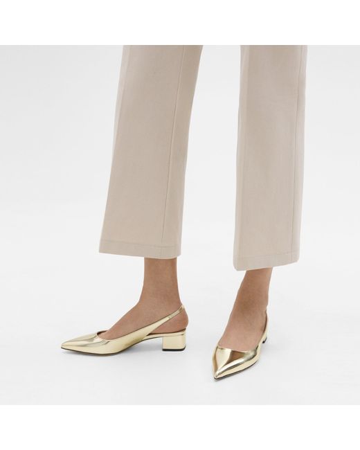 Theory Natural Slingback Pump In Metallic Leather