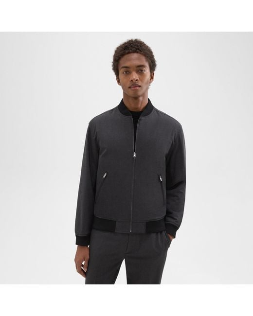 Theory Black Tailored Bomber Jacket In Stretch Wool for men
