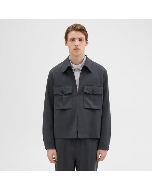 Theory Wool Gabardine Shirt Jacket in Gray for Men | Lyst
