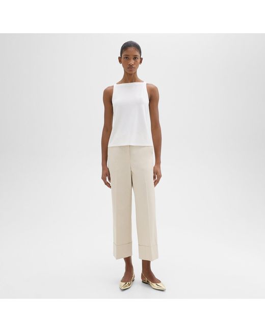 Theory Natural High-waist Cuff Pant In Organic Cotton