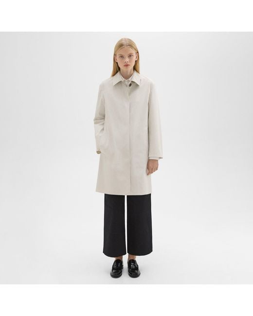 Theory White Car Coat In Cotton-blend