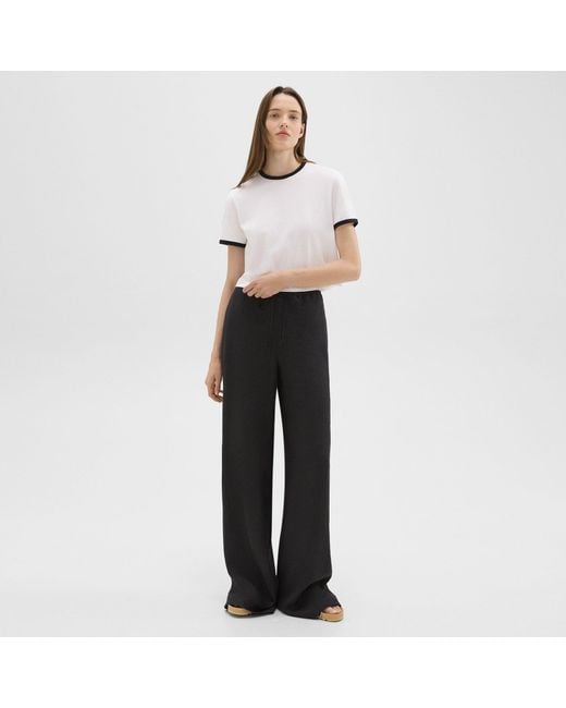 Theory Black Relaxed Pull-on Pant In Hemp