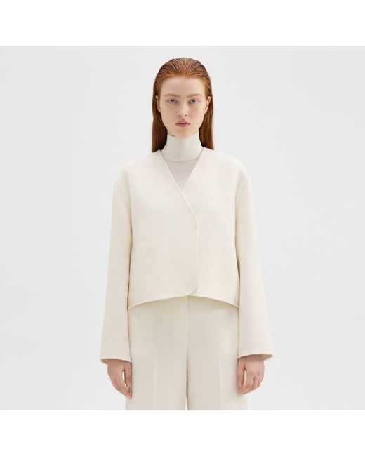Theory Natural Rounded Crop Jacket In Double-face Wool-cashmere