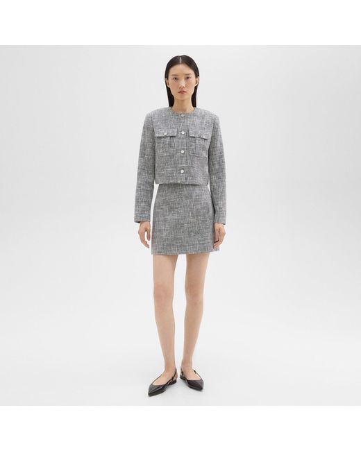 Theory Gray Mini Skirt In Canvas Tweed