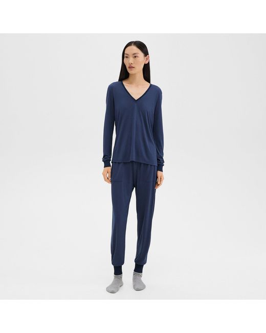 Theory Blue Ribbed Cuff Jogger