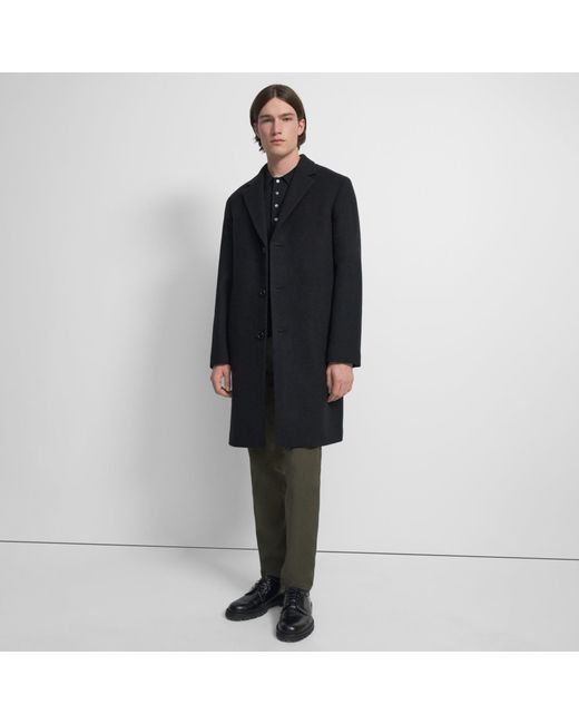 Theory Black Suffolk Coat In Recycled Wool Melton for men