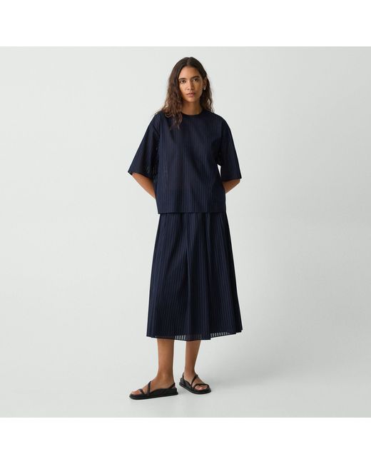 Theory Blue Pleated A-Line Skirt