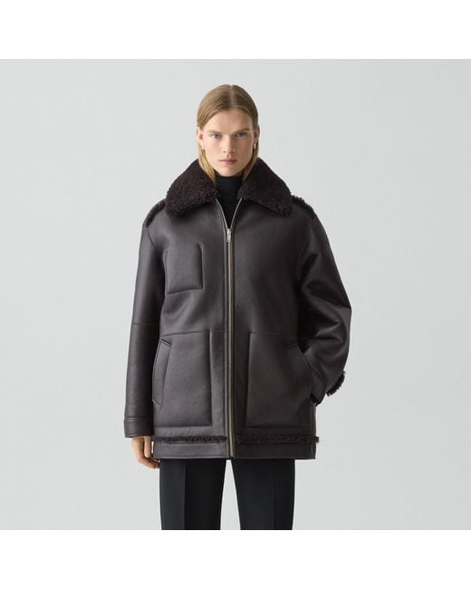 Theory Women's Black Reversible Cocoon Coat