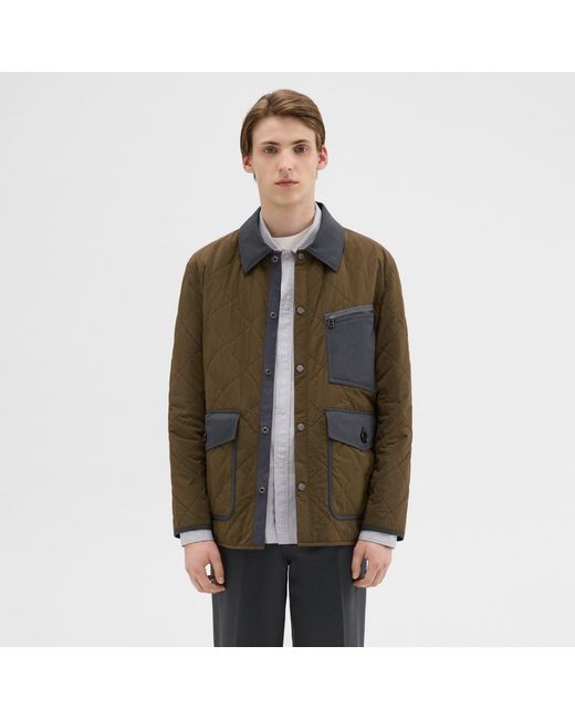 Theory Quilted Feather Nylon Barn Jacket in Brown for Men | Lyst