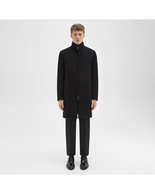 Theory Black Belvin Coat In Recycled Wool-blend Melton for men