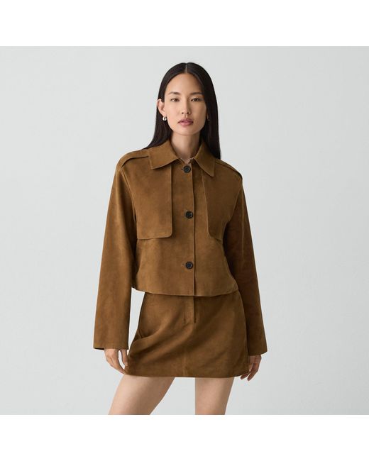 Theory Brown Cropped Trench Coat
