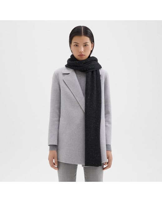 Theory Gray Scarf In Donegal Wool-cashmere