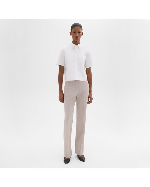 Theory White Flared Full-length Pant In Good Wool