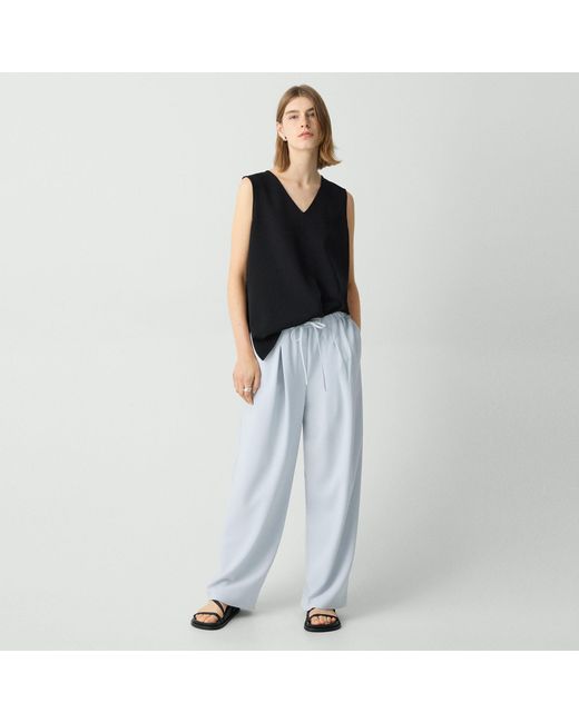 Theory Black Pleated Pull-On Pant