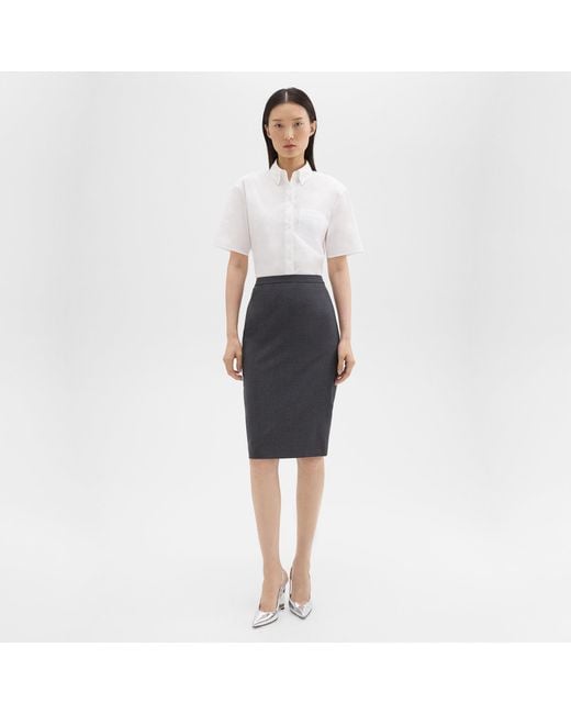 Theory White Slim Pencil Skirt In Good Wool