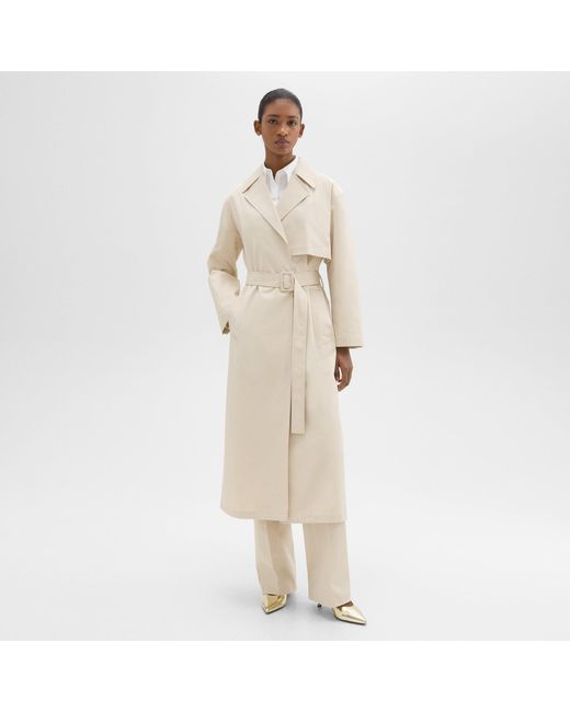 Theory Natural Wrap Trench Coat In Organic Cotton
