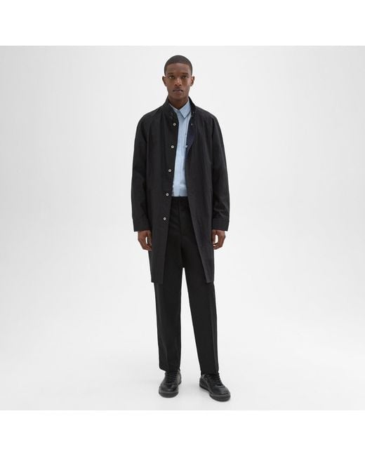 Theory Black Reversible Stand-collar Trench Coat for men