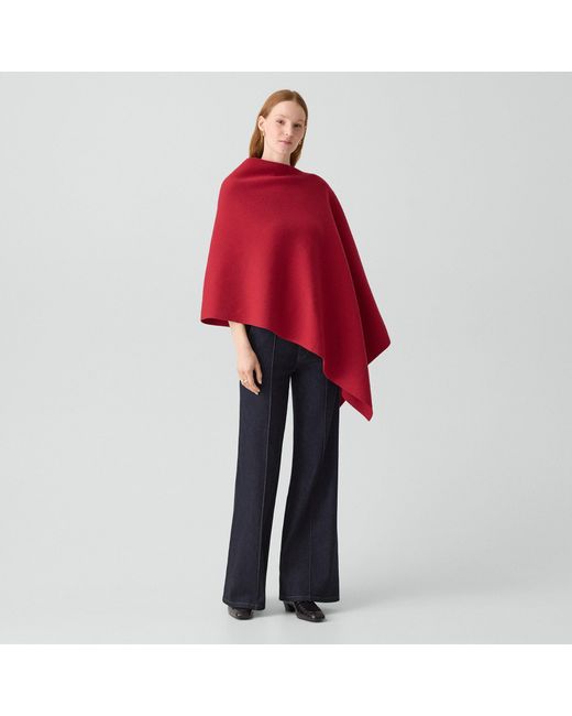 Theory Red Reversible Draped Poncho