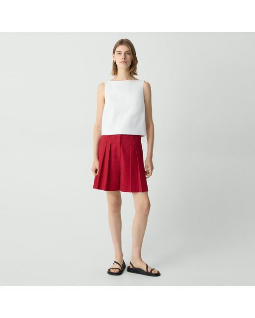 Theory Red Pleated Short