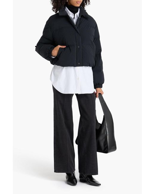 Theory Blue Cropped Quilted Shell Down Jacket