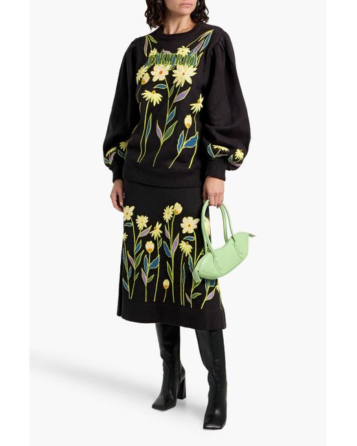 Farm Rio Black Embroidered Knitted Sweater