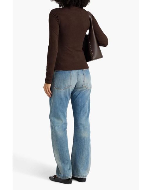 Rag & Bone Brown Ribbed-Knit Polo Shirt