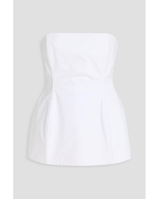Magda Butrym White Strapless Cotton Peplum Top