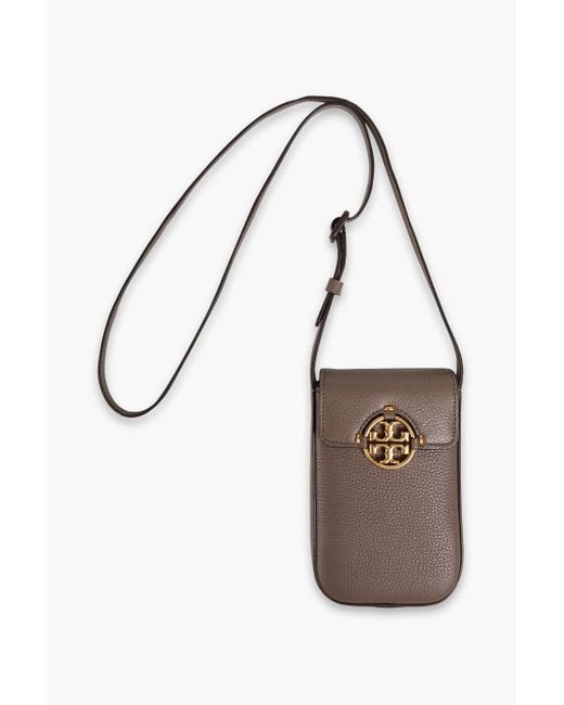 Tory Burch Natural Miller Pebbled-Leather Phone Pouch
