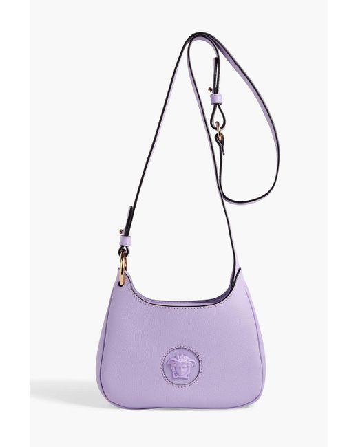 Versace Purple La Medusa Textured-leather Shoulder Bag
