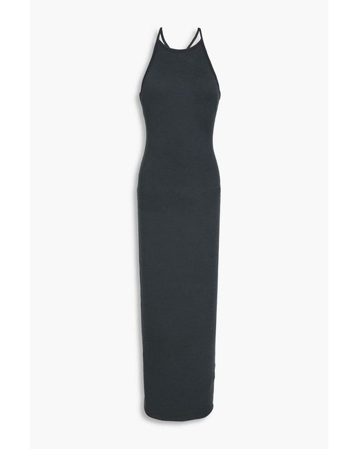 James Perse Blue Ribbed Cotton And Cashmere-Blend Jersey Maxi Dress