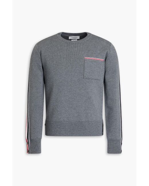 Thom Browne Gray Milano Striped Merino Wool-blend Sweater for men