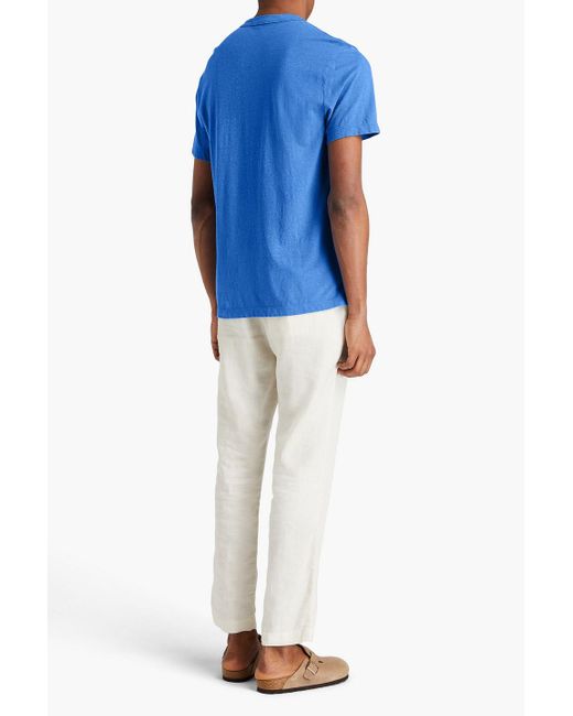 James Perse Blue Cotton And Linen-blend Jersey T-shirt for men