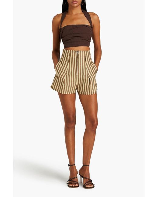 Jacquemus Brown Cropped Pleated Halterneck Top