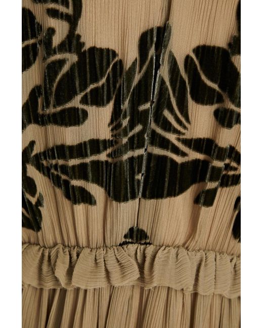 Vince Natural Silk-blend Devoré-velvet Midi Dress