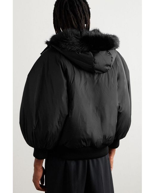 Simone Rocha Black Plush-Trimmed Padded Tech-Shell Hooded Jacket for men