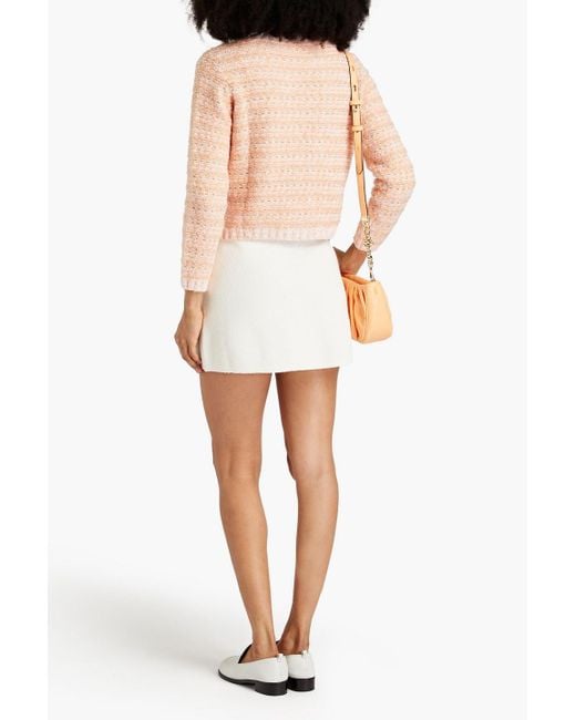 Maje White Fringed Cotton-blend Tweed Mini Skirt